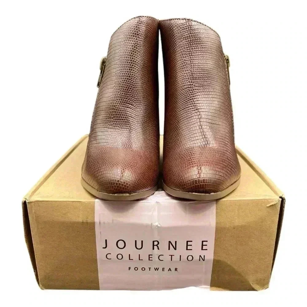 Brown Wedge Ankle Boots - Picture 6 of 7